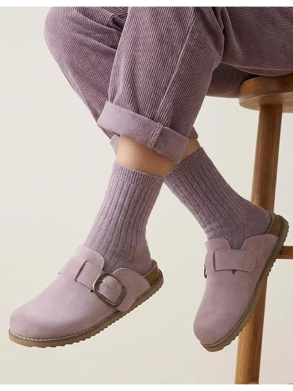 CUSHIONAIRE Suede Blain Slip On Memory Foam Footbed Mules Lavender